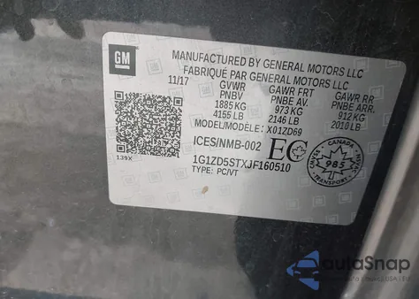 2018 Chevrolet Malibu Lt из США, поврежденный, VIN 1G1ZD5STXJF160510